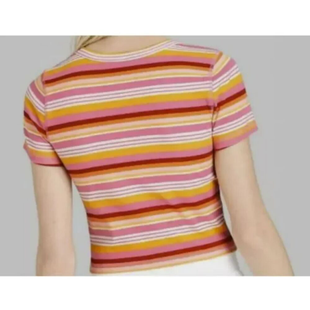 Wild Fable Striped Crop Top - Pink, Yellow, Red
